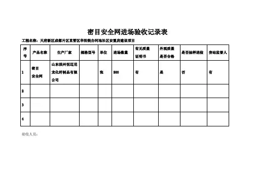 密目安全网进场验收记录表