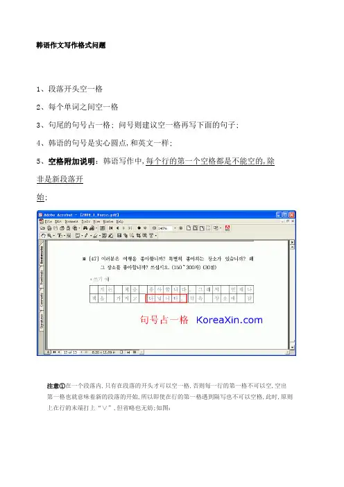 韩语考试写作格式问题