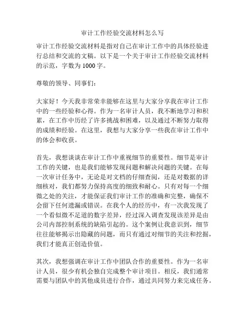 审计工作经验交流材料怎么写