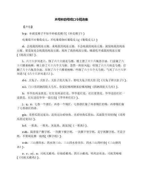 声母和韵母绕口令精选集