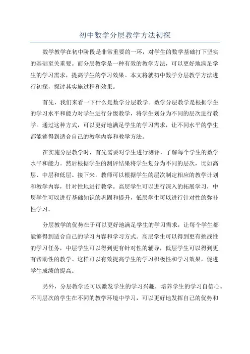 初中数学分层教学方法初探