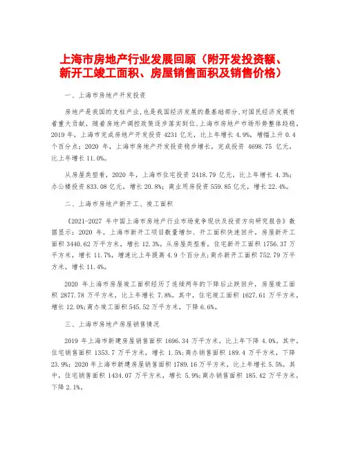上海市房地产行业发展回顾(附开发投资额、新开工竣工面积、房屋销售面积及销售价格)