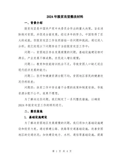 2024年脱贫攻坚整改材料