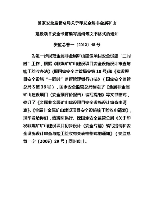 安全专篇最新编写提纲