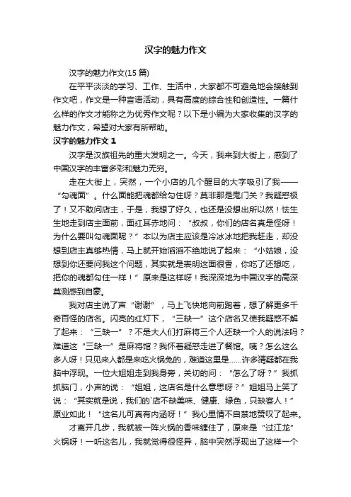 汉字的魅力作文
