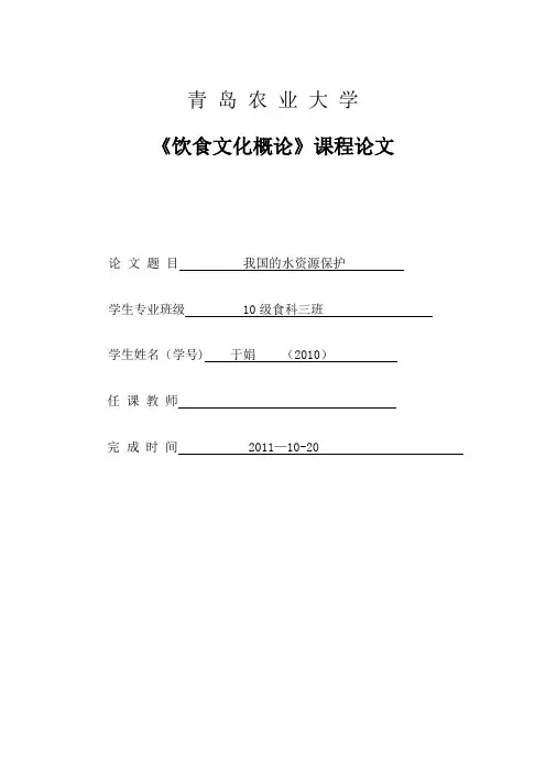 水资源结课论文【范本模板】
