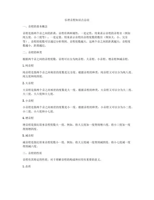 乐理音程知识点总结