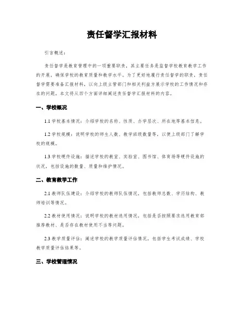 责任督学汇报材料