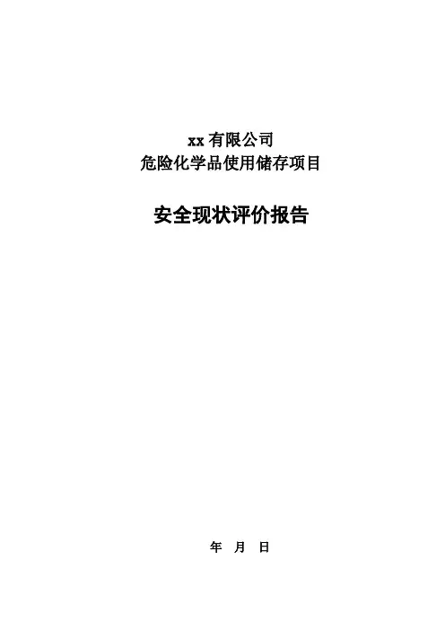 危险化学品使用、储存项目安全现状评价报告.