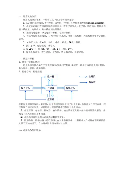 计算机的分类、硬件系统和软件系统
