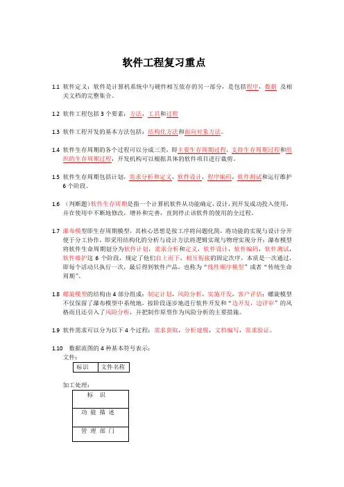 软件工程复习重点