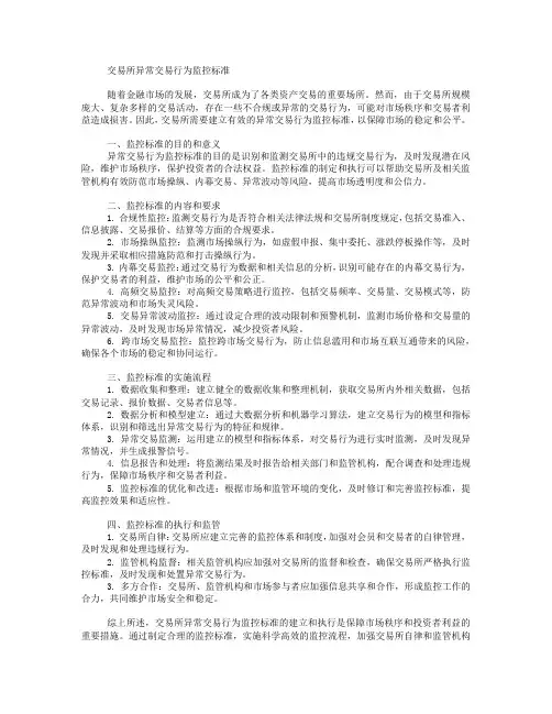 交易所异常交易行为监控标准