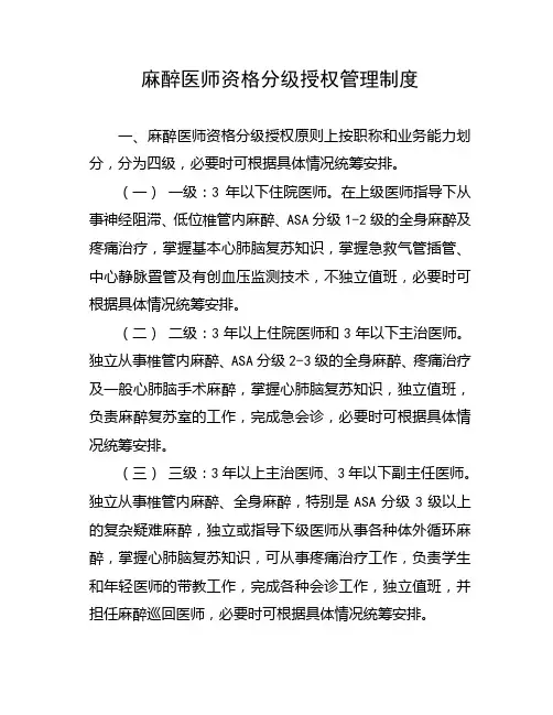手术麻醉授权管理制度