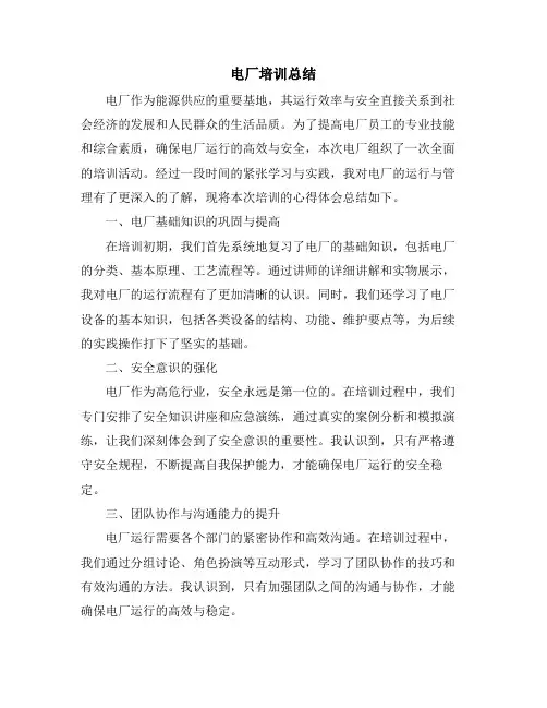 电厂培训总结 (2)