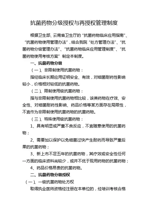 抗菌药物分级授权与再授权管理制度