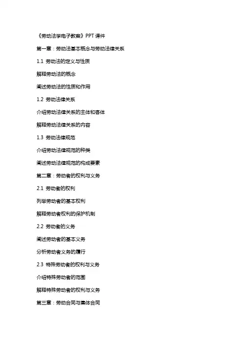 《劳动法学电子教案》课件