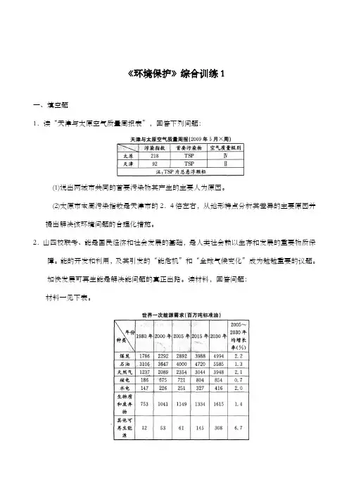 最新高中选修6地理《环境保护》检测卷1及答案新人教版