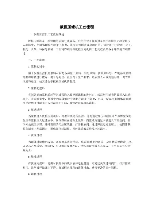 板框压滤机工艺流程