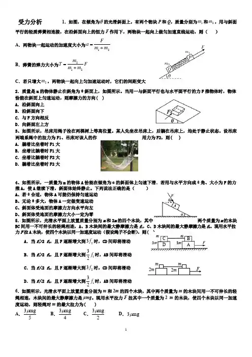 高考物理受力分析典型高频题