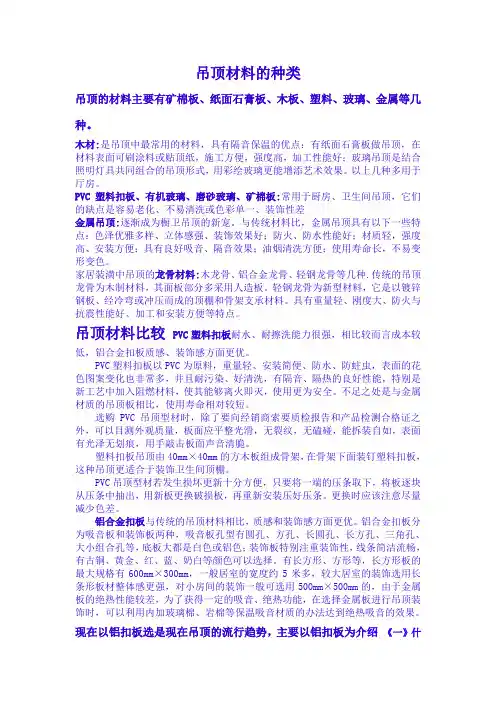 吊顶材料的种类