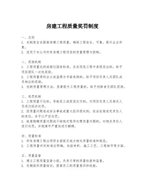 房建工程质量奖罚制度