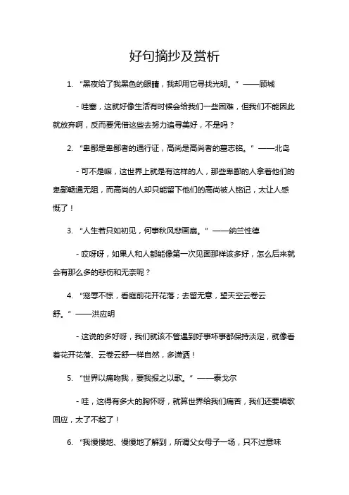 好句摘抄及赏析
