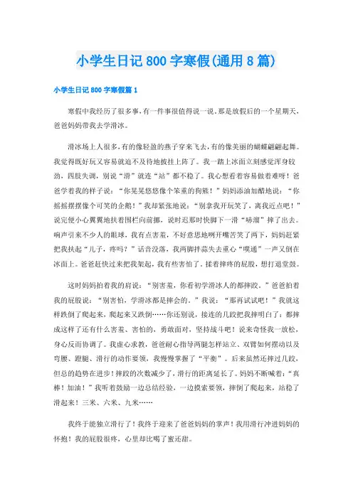 小学生日记800字寒假(通用8篇)
