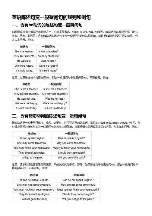 陈述句改疑问句英语例子
