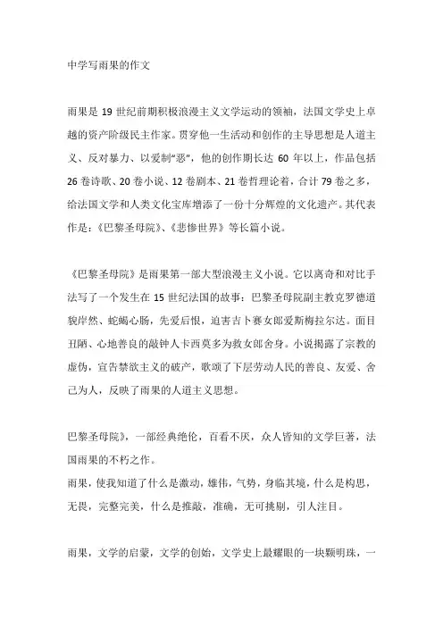 中学写雨果的作文