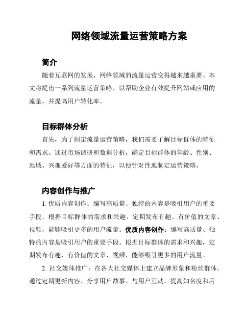 网络领域流量运营策略方案