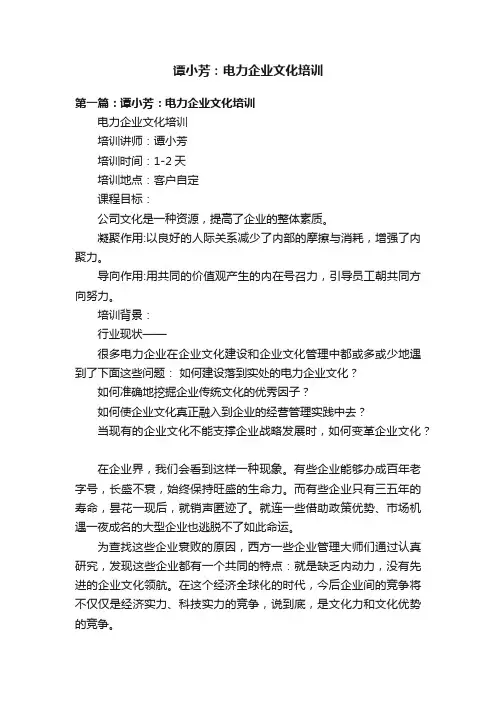 谭小芳：电力企业文化培训