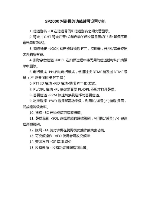 GP2000对讲机的功能键可设置功能
