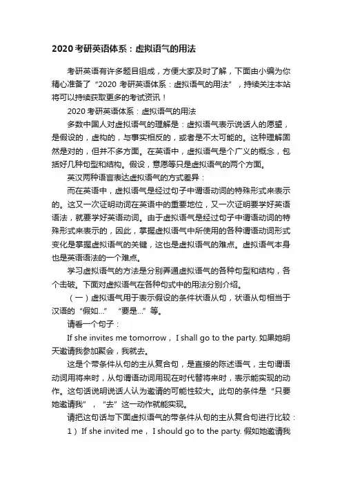 2020考研英语体系：虚拟语气的用法
