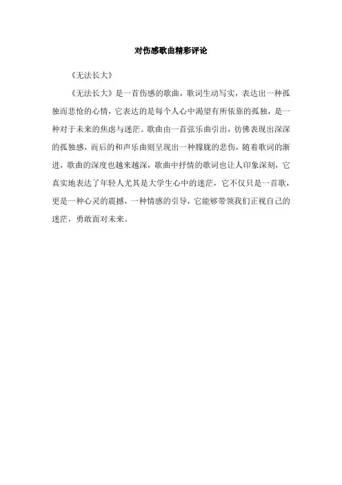 对伤感歌曲精彩评论