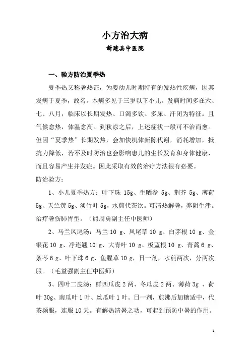 小方治大病简洁版 文档