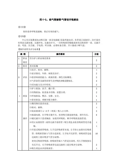 经气管插管气管切开吸痰法