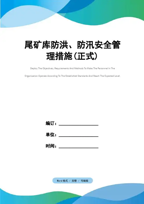 尾矿库防洪、防汛安全管理措施(正式)