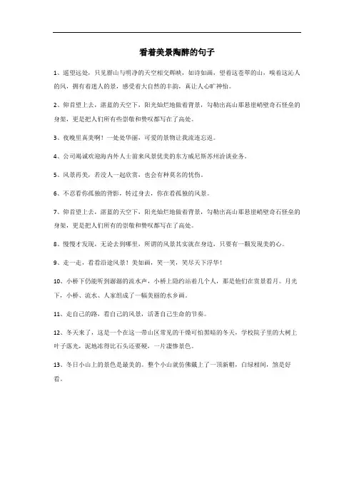 看着美景陶醉的神态句子