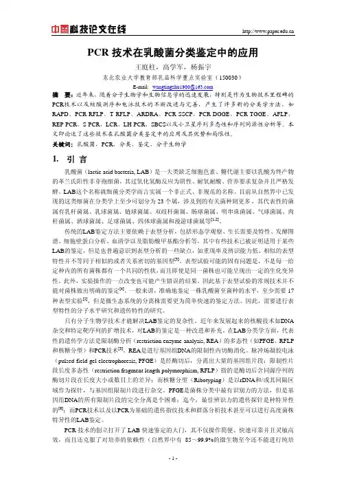 PCR技术在乳酸菌分类鉴定中的应用