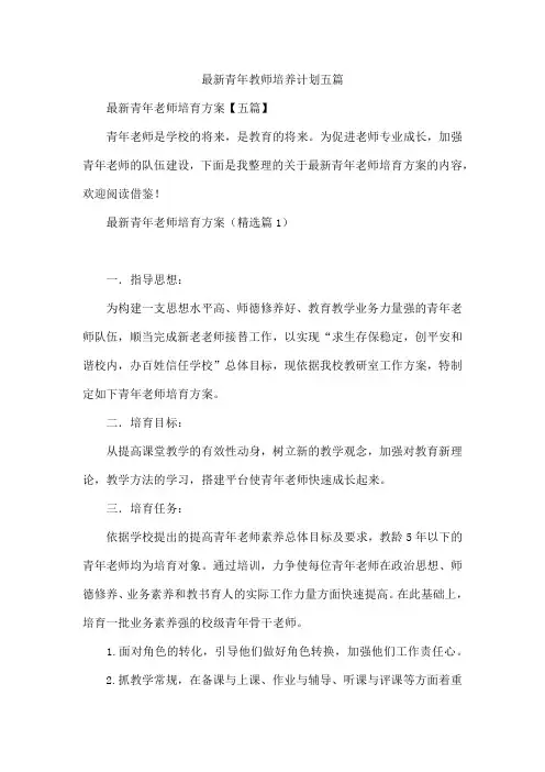 最新青年教师培养计划五篇