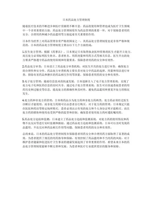 日本药品处方管理制度