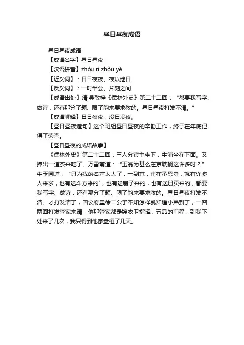 昼日昼夜成语