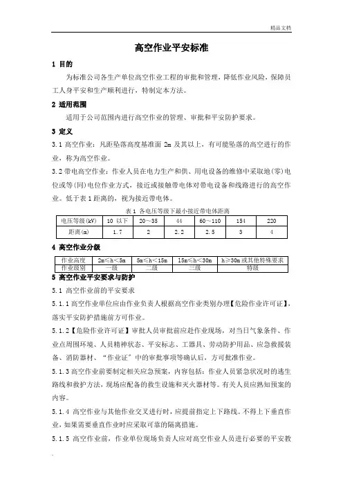高空作业安全规范范本