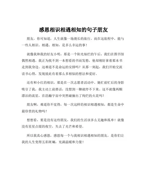 感恩相识相遇相知的句子朋友