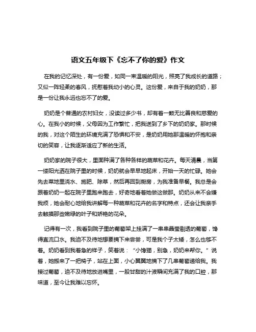 语文五年级下《忘不了你的爱》作文