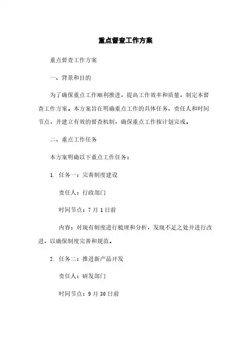 重点督查工作方案