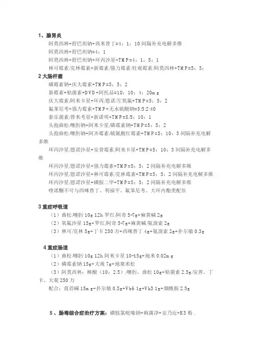 临床经典兽药配方