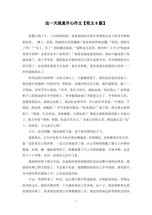 精选这一天我真开心作文【范文6篇】