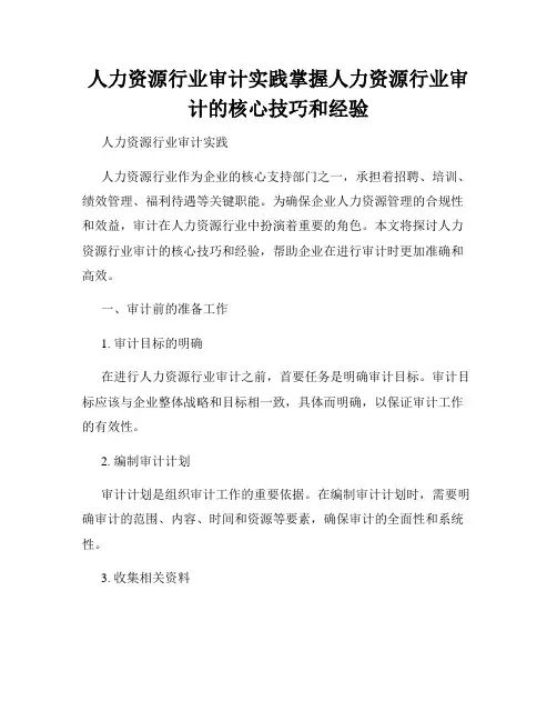 人力资源行业审计实践掌握人力资源行业审计的核心技巧和经验