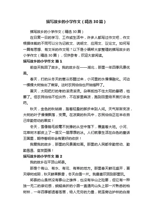 描写故乡的小学作文（精选30篇）